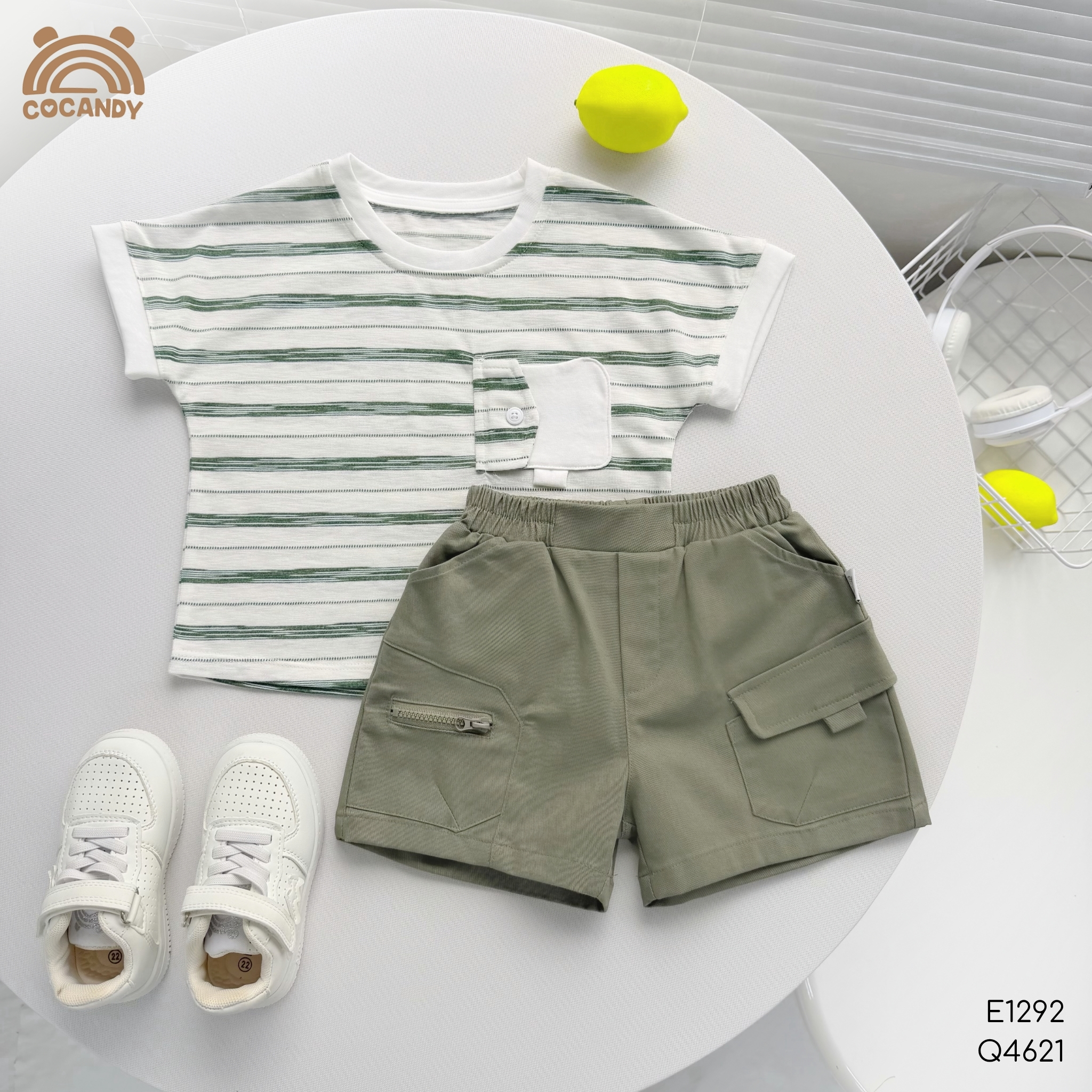 Quần cộc kaki XANH RÊU 2 túi khóa kéo