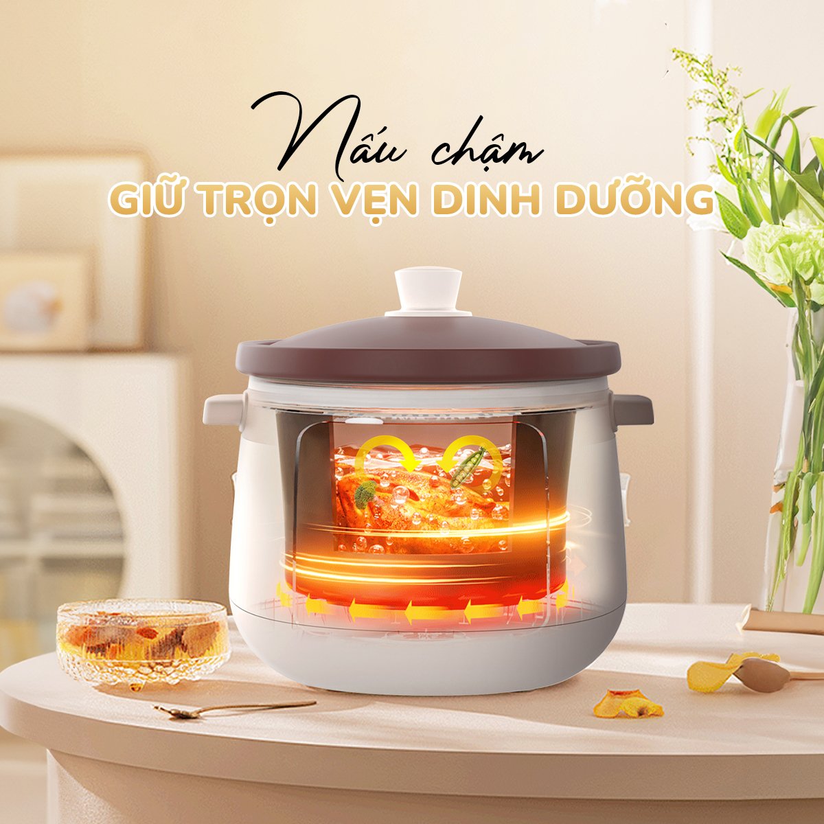 Nồi kho hầm đa năng UNIE USC308 dung tích 3L, lòng nồi gốm tử sa, 8 chức năng kho hầm_thumbnail_7