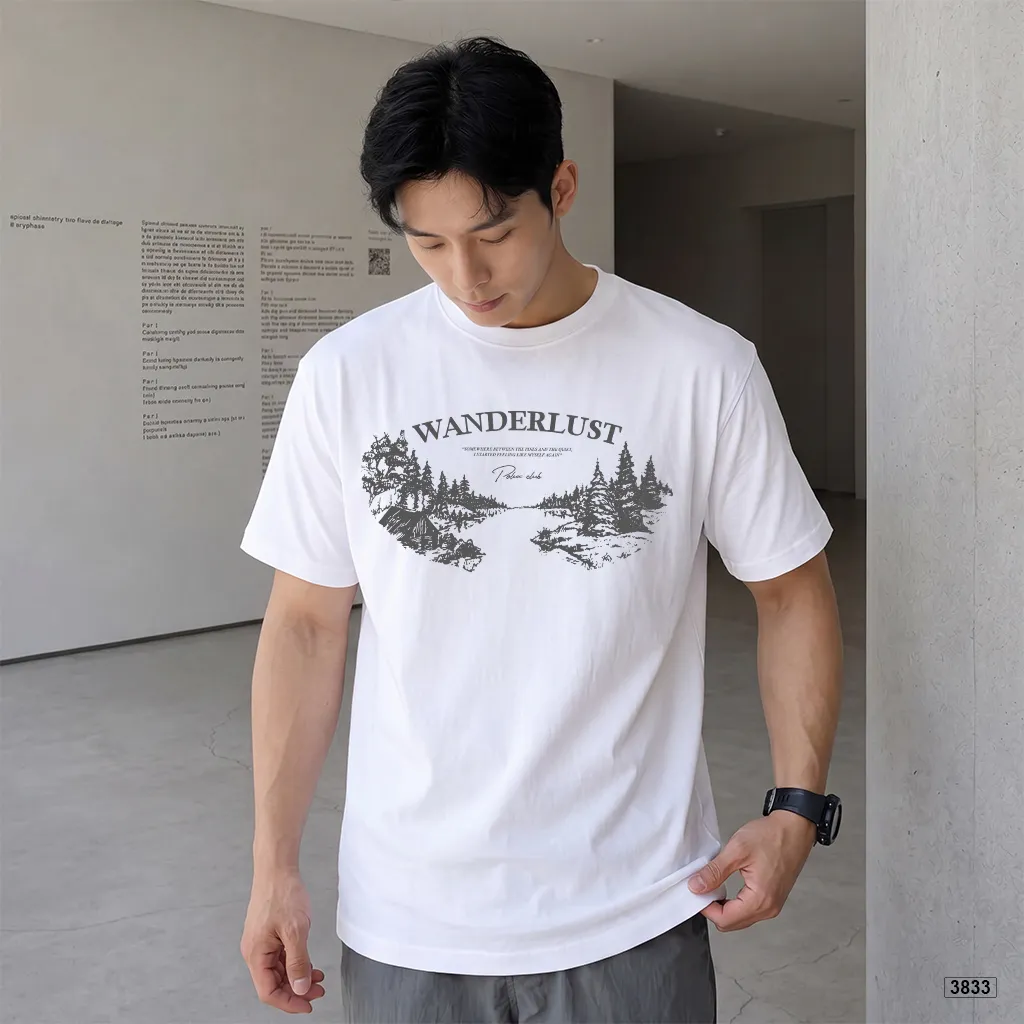 Áo thun nam Wanderlust aesthetic phong cách tối giản Hàn Quốc dễ phối Polux 3833_thumbnail_3