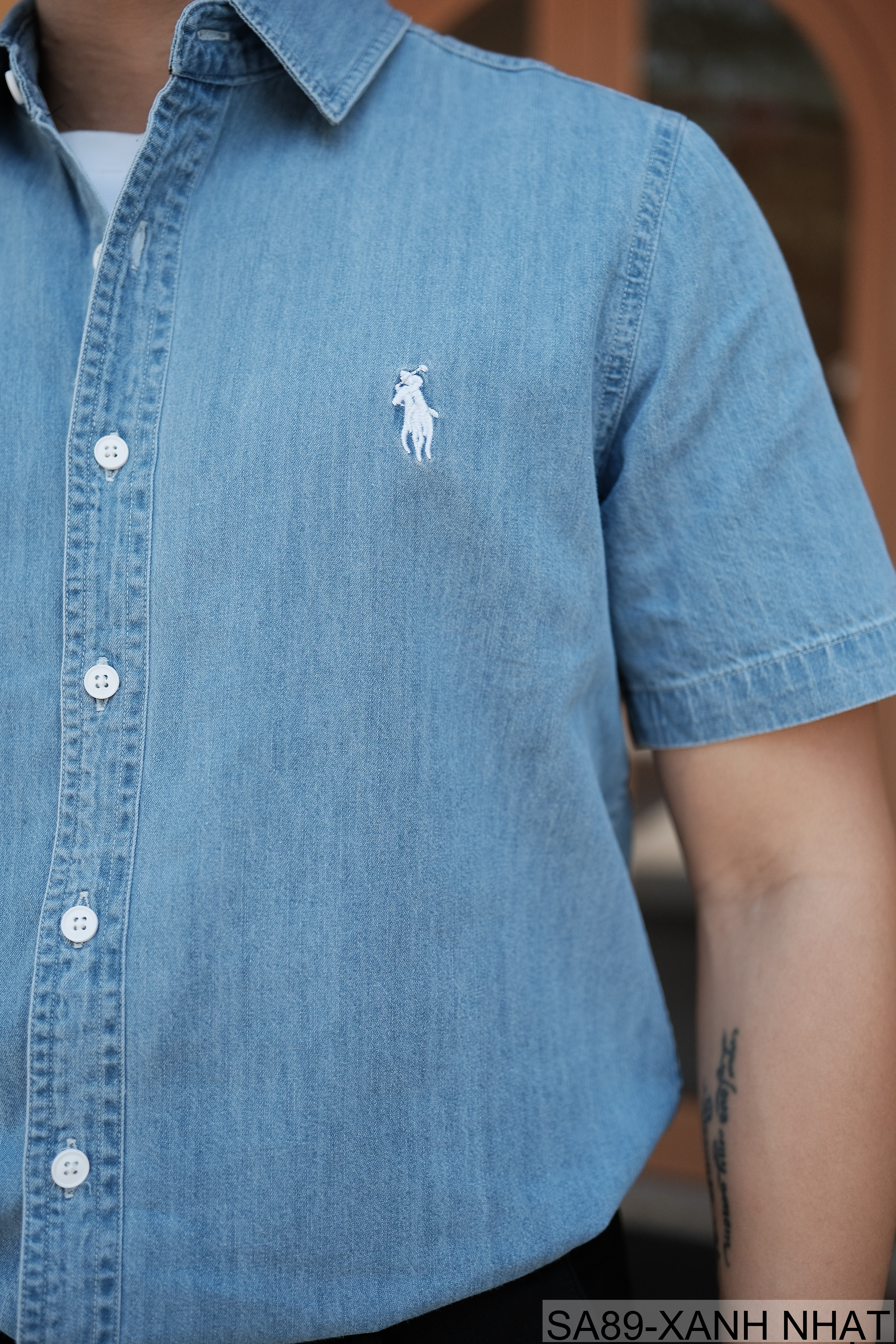 SA89 - Áo sơ mi denim nam tay ngắn phong cách Nhật Bản, chất cotton mềm mại, form rộng thoải mái_thumbnail_2