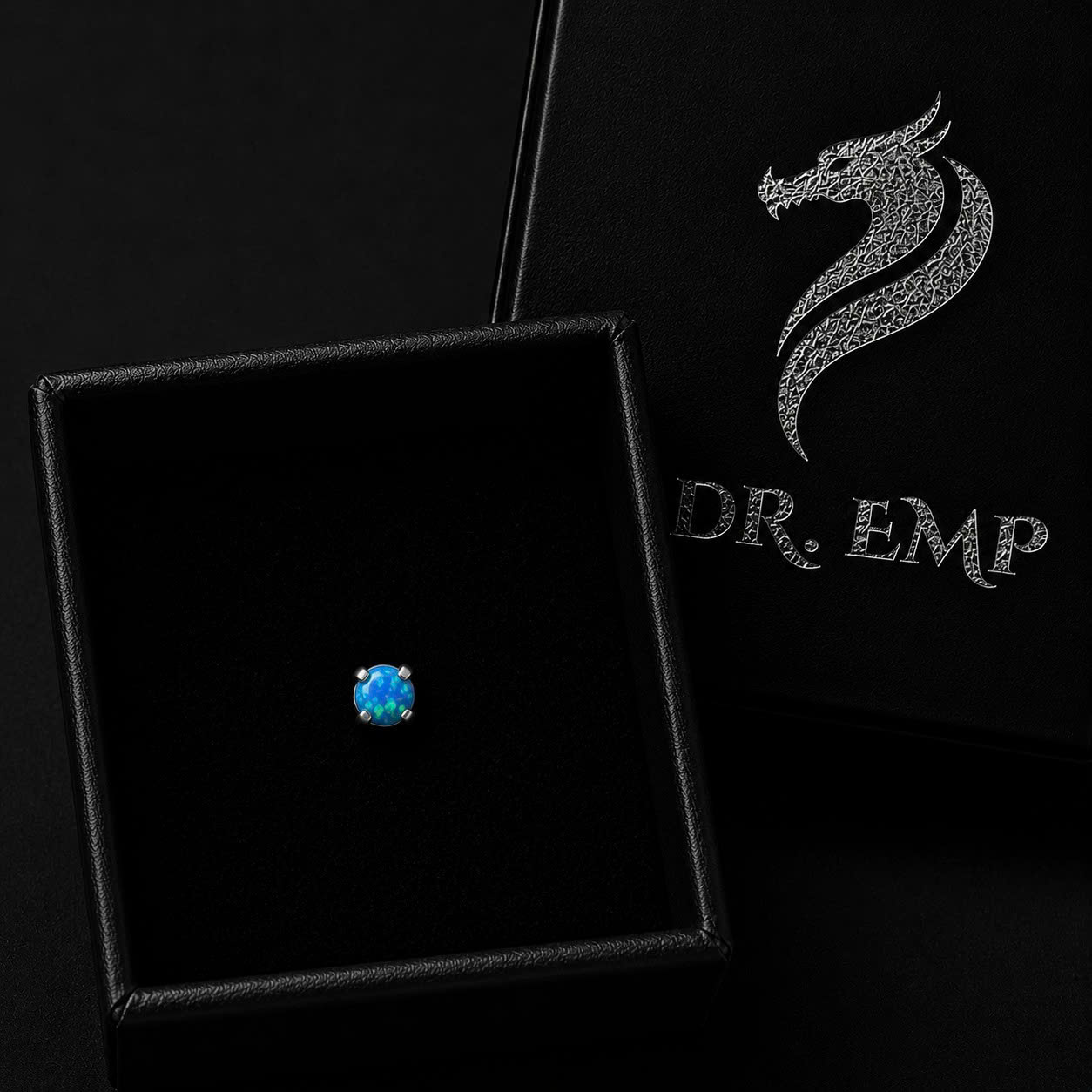 Khuyên kiểu đá opal xanh dương chấu size 2 đít dẹt._thumbnail_2