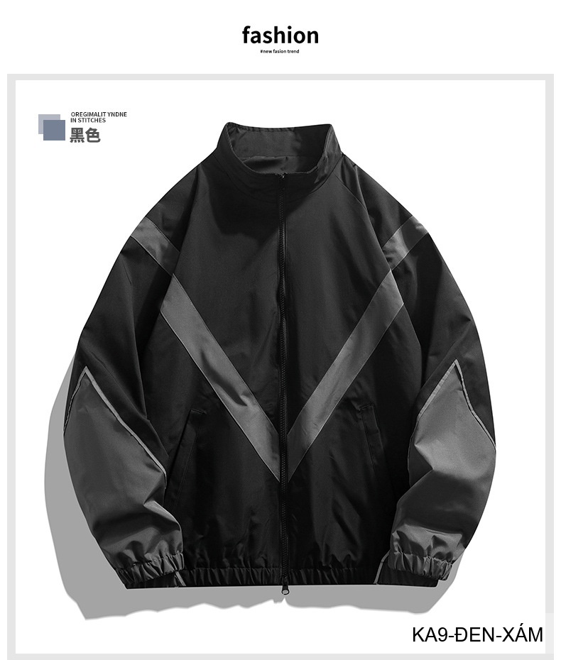 KA9 - Áo khoác nam thể thao phối màu phản quang cổ đứng phong cách streetwear mùa xuân thu_thumbnail_23