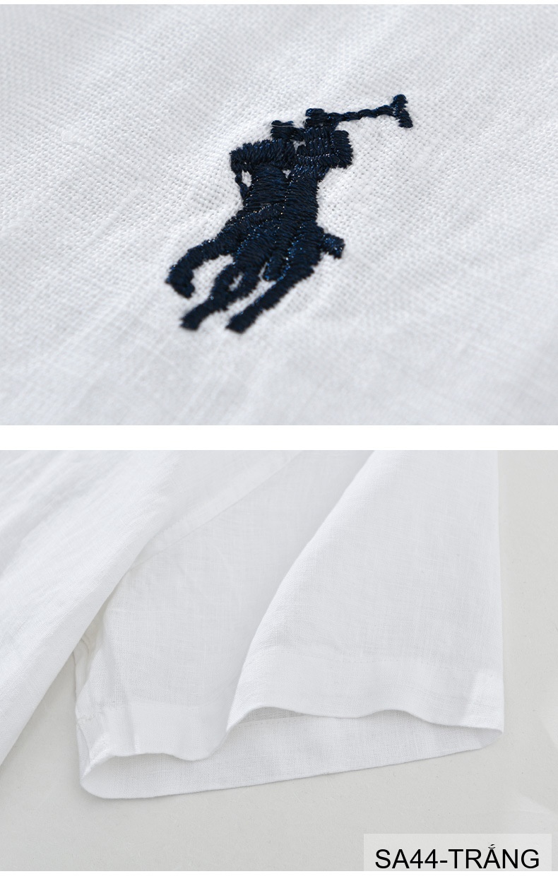 SA44 - Áo sơ mi nam tay ngắn vải lanh thoáng mát phong cách Nhật, cổ lật thêu logo nhỏ_thumbnail_8