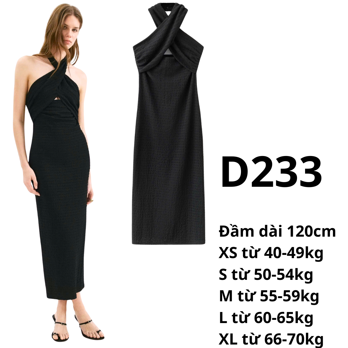 D233- Đầm thun đen