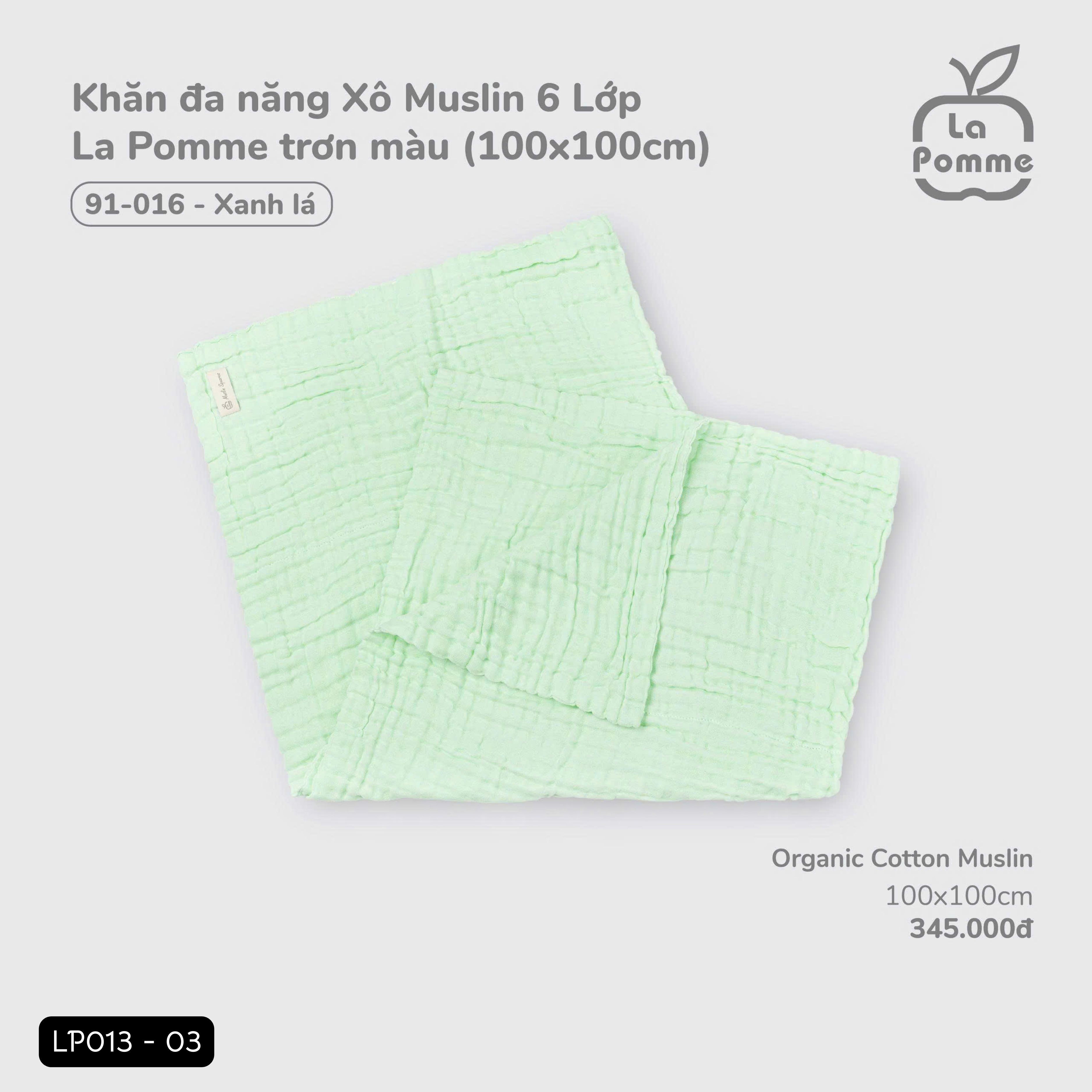 Khăn đa năng xô muslin 6 lớp La pomme (100x100cm)_thumbnail_2