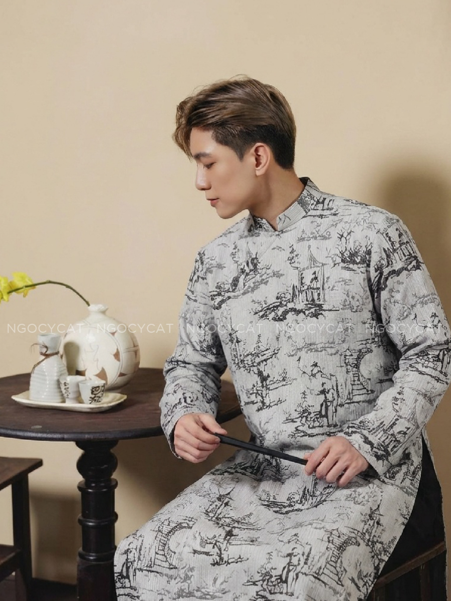 Áo Dài Nam Màu Trắng Mực_thumbnail_4