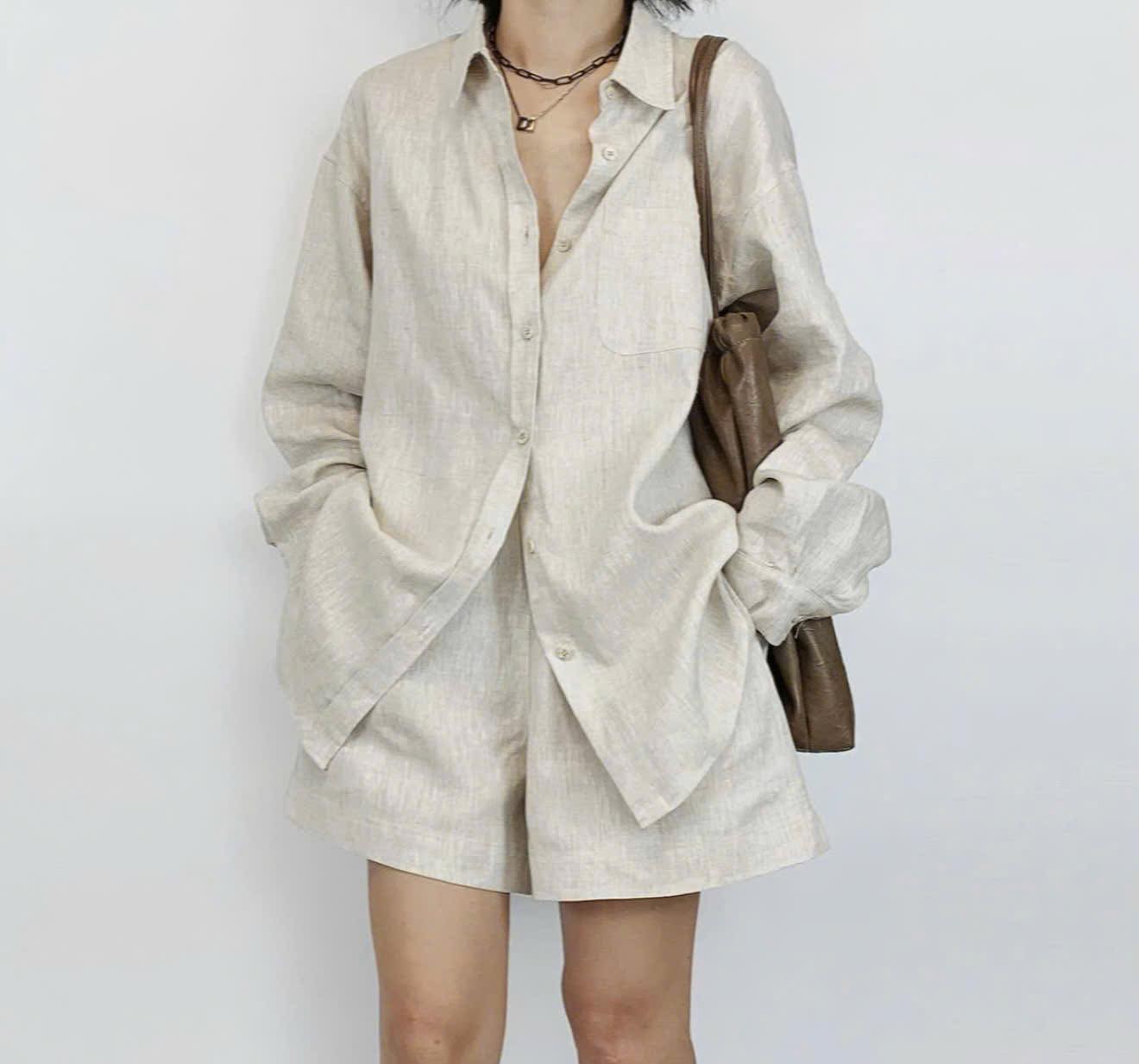 E432 SET BE LINEN SƠ MI DÀI TAY + SHORT ONLYH