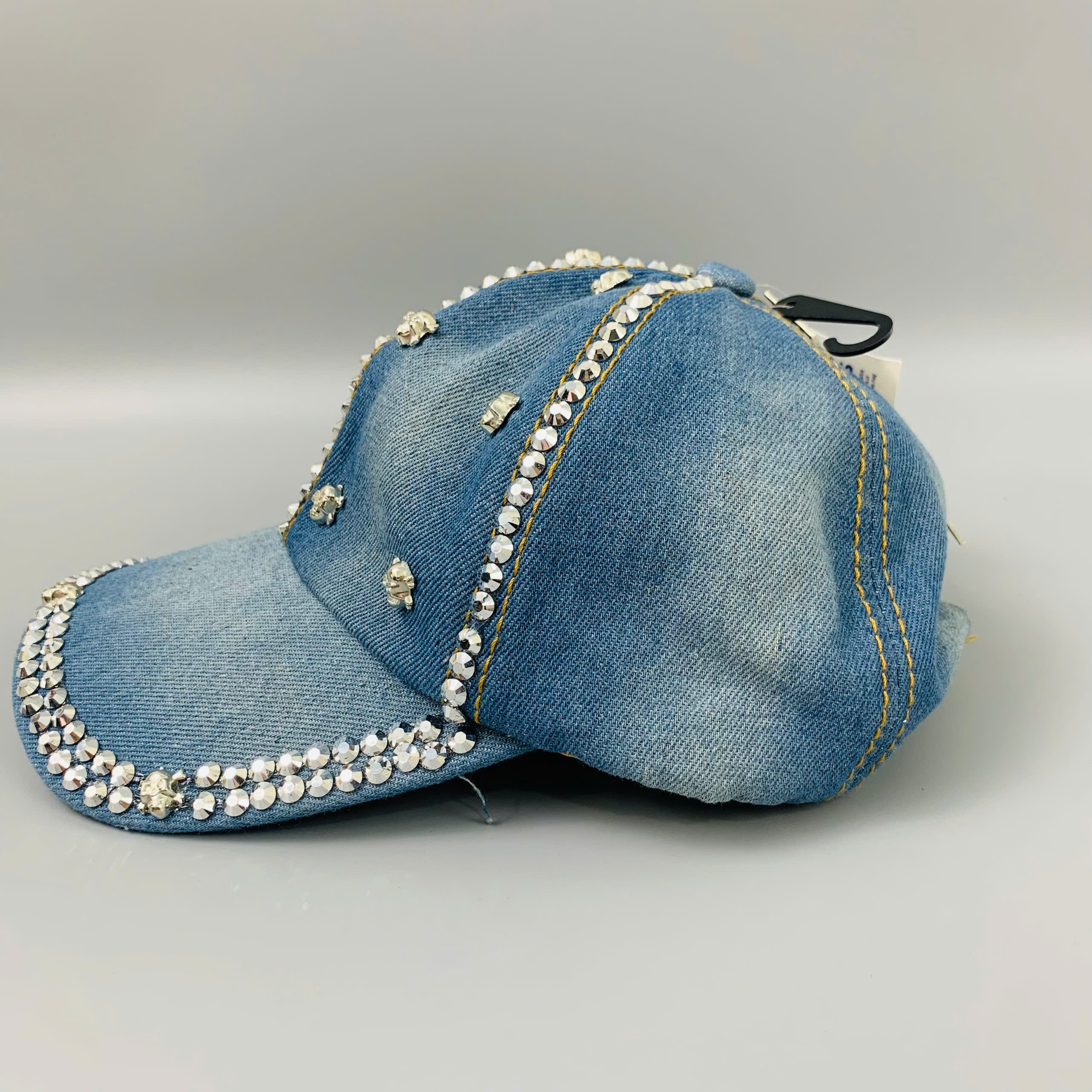 Nón Jean Đính Đá Cao Cấp ROSS – Form Unisex Cá Tính, Khóa Da Điều Chỉnh – One Size