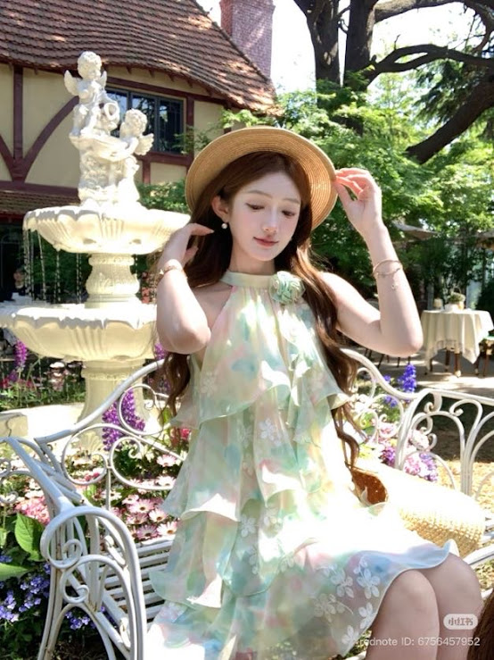 Lucas - Váy hoa yếm dáng ngắn xòe nhiều tầng đính nơ hoa ở cổ_thumbnail_7