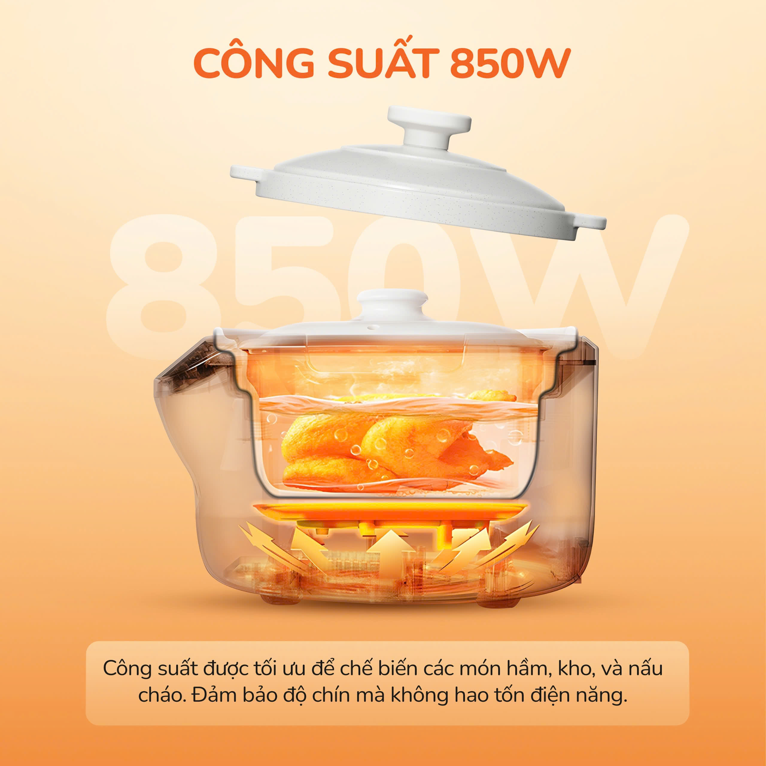 Nồi kho hầm dưỡng sinh 5 in 1 UNIE USC888, nắp sứ kép cao cấp – giữ nhiệt, khóa ẩm bằng vi áp suất_thumbnail_2