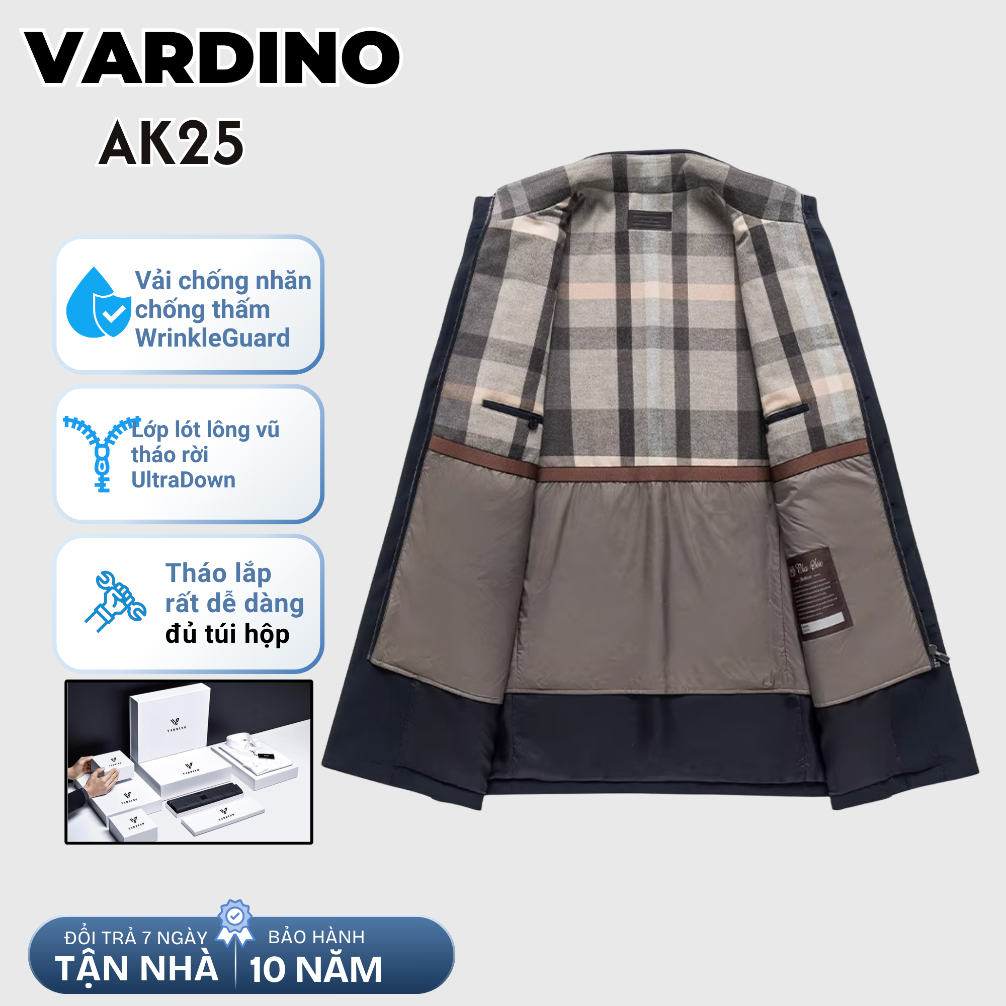 Áo khoác măng tô nam cổ đứng có lót tháo rời Vardino AK2526_thumbnail_6