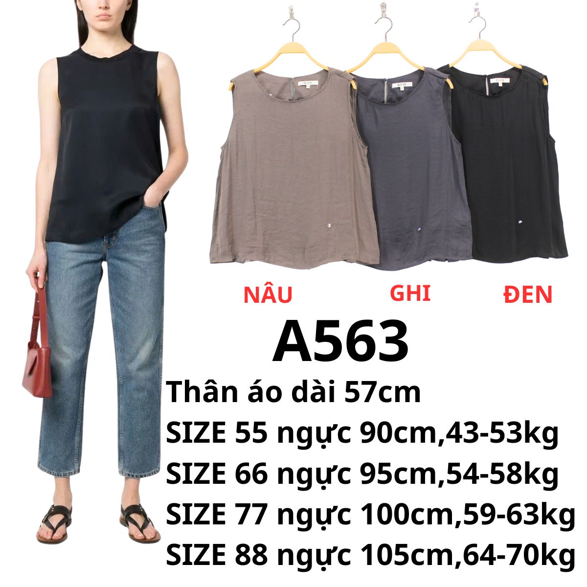 A563 - Áo lụa Hàn sát nách