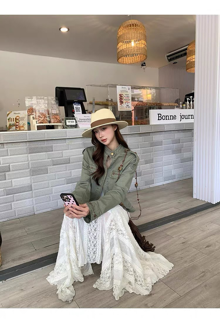 Lucas - Chân váy ren xòe chéo dáng maxi + belt da_thumbnail_4