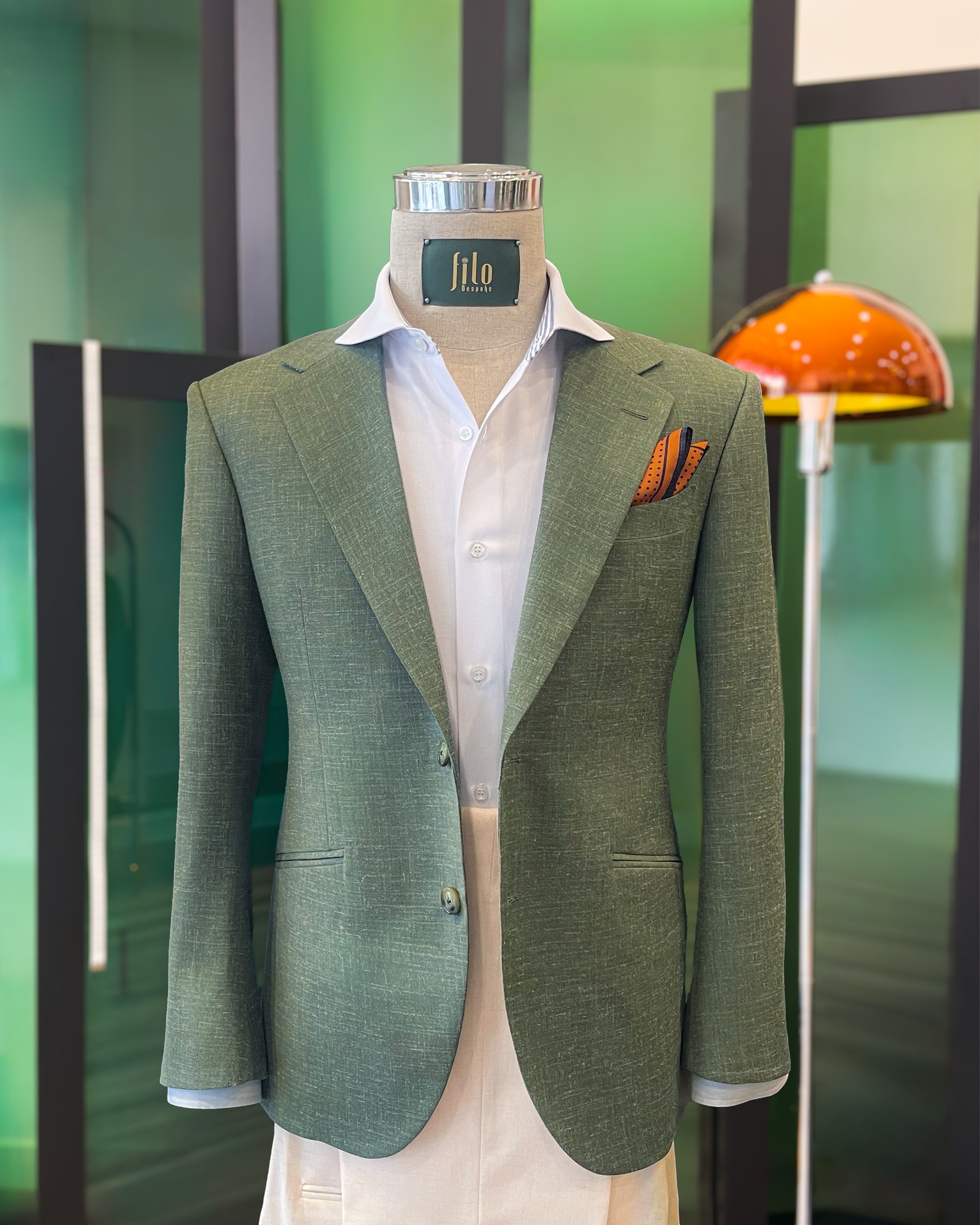Forest Green Linen Blend Jacket