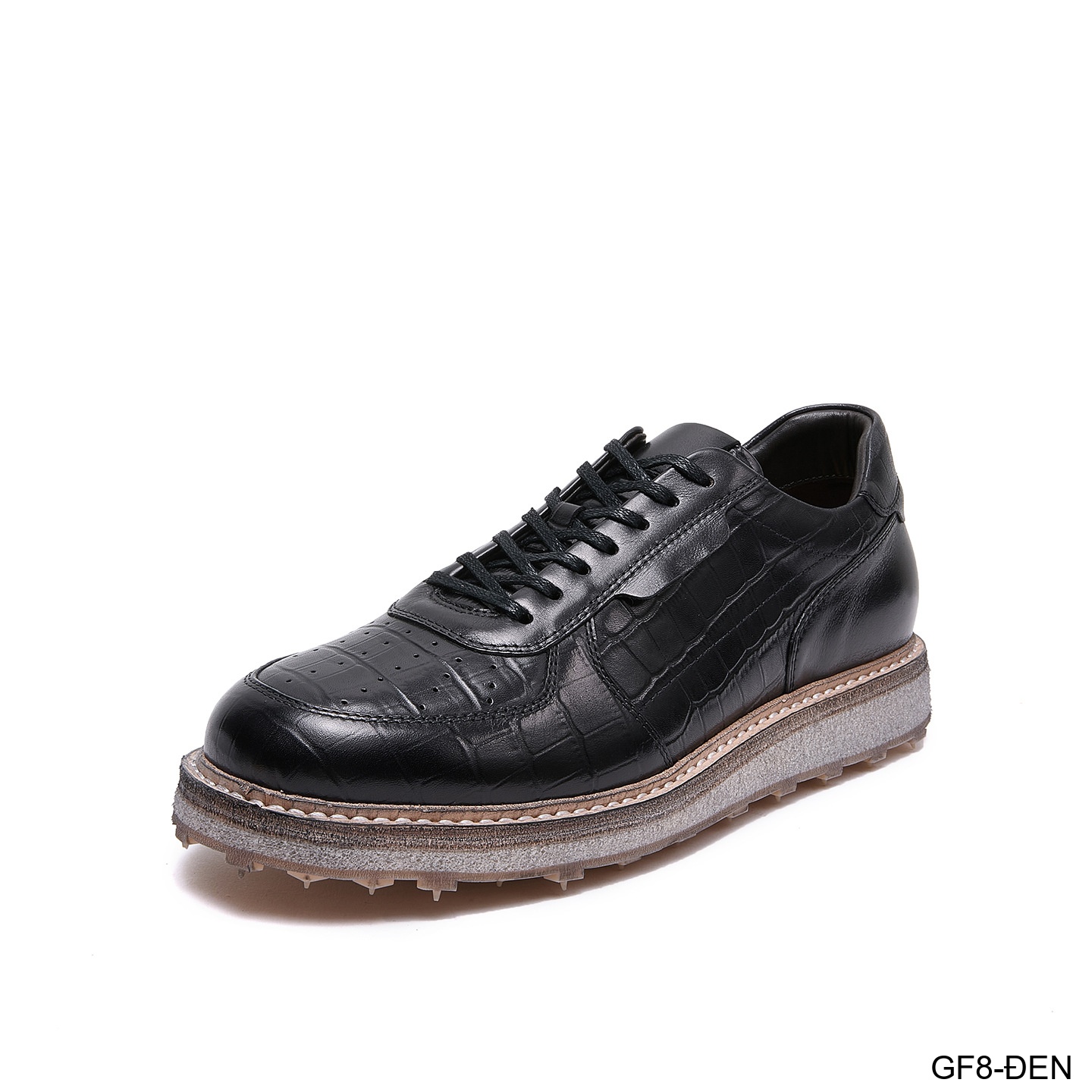 GF8 - Giày thể thao nam cổ thấp da bò họa tiết cá sấu đế Goodyear phong cách casual