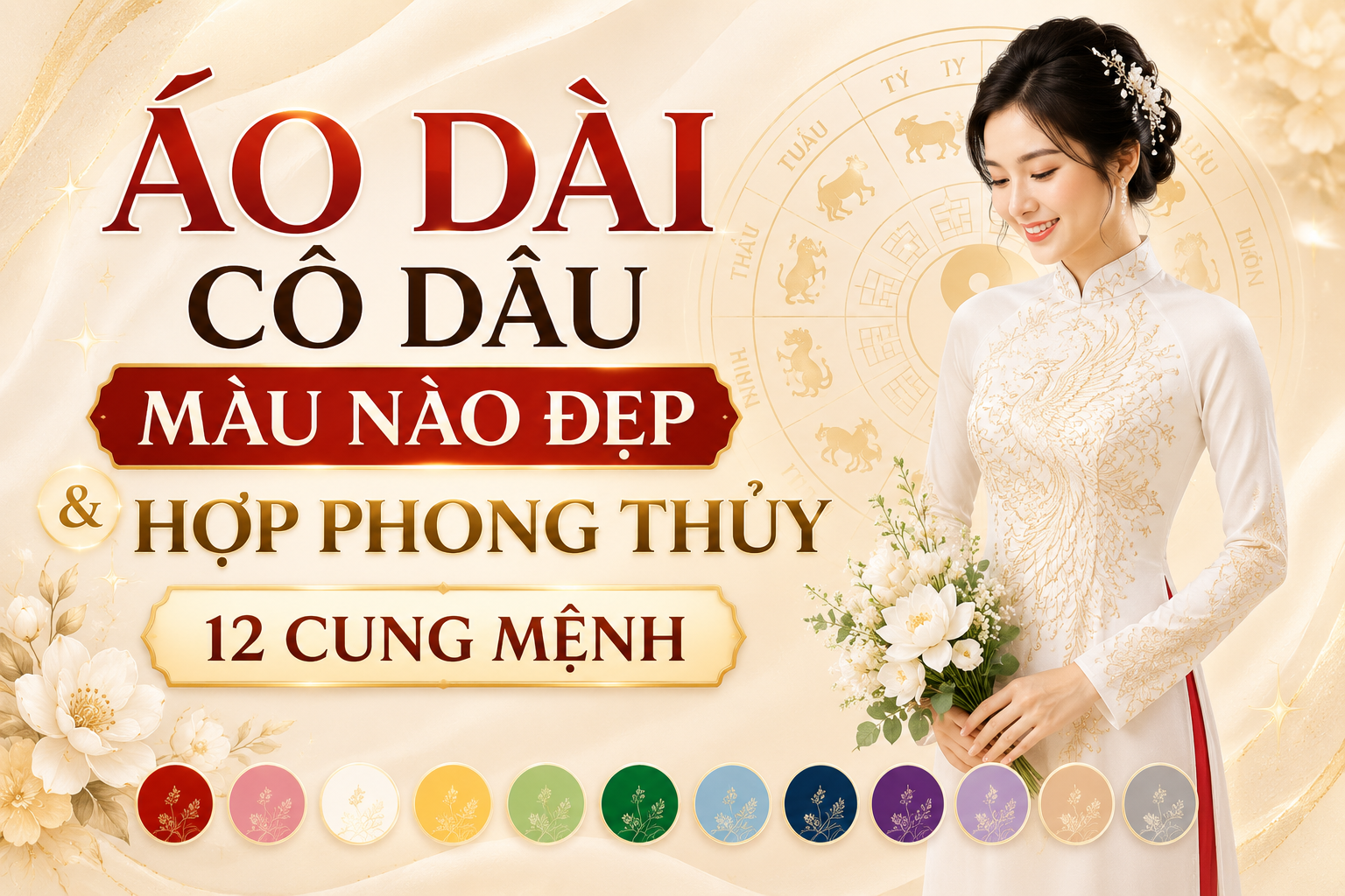 Áo Dài Cô Dâu Màu Nào Đẹp & Hợp Phong Thủy 12 Cung Mệnh
