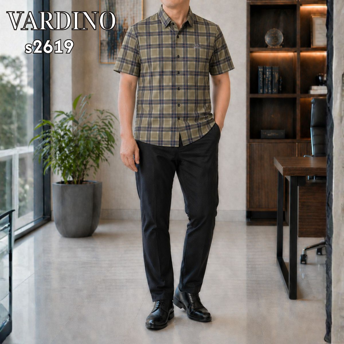 Sơ mi hoạ tiết kẻ Vardino S2619_thumbnail_3