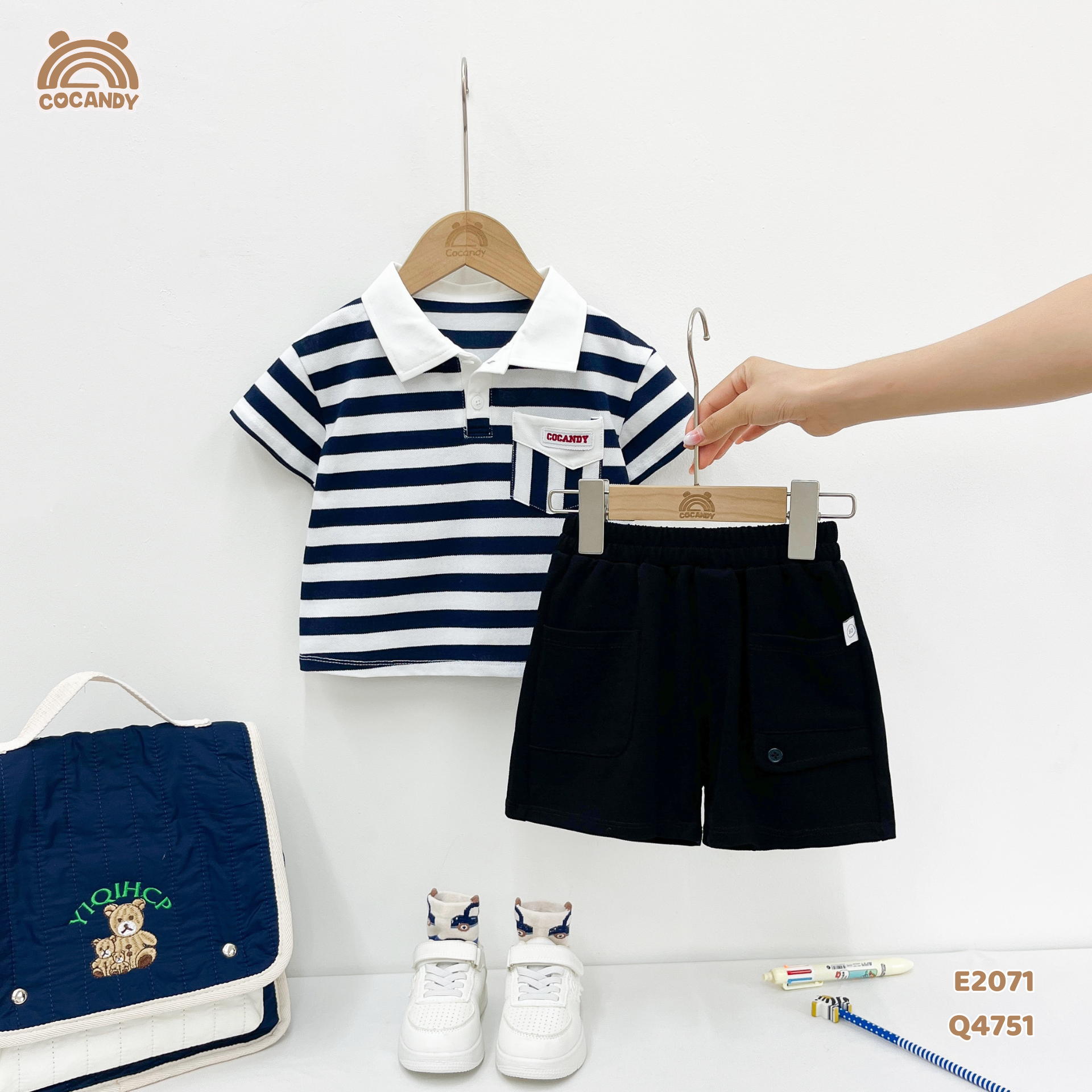 Áo cộc polo kẻ XANH NAVY túi ốp ngực_thumbnail_5