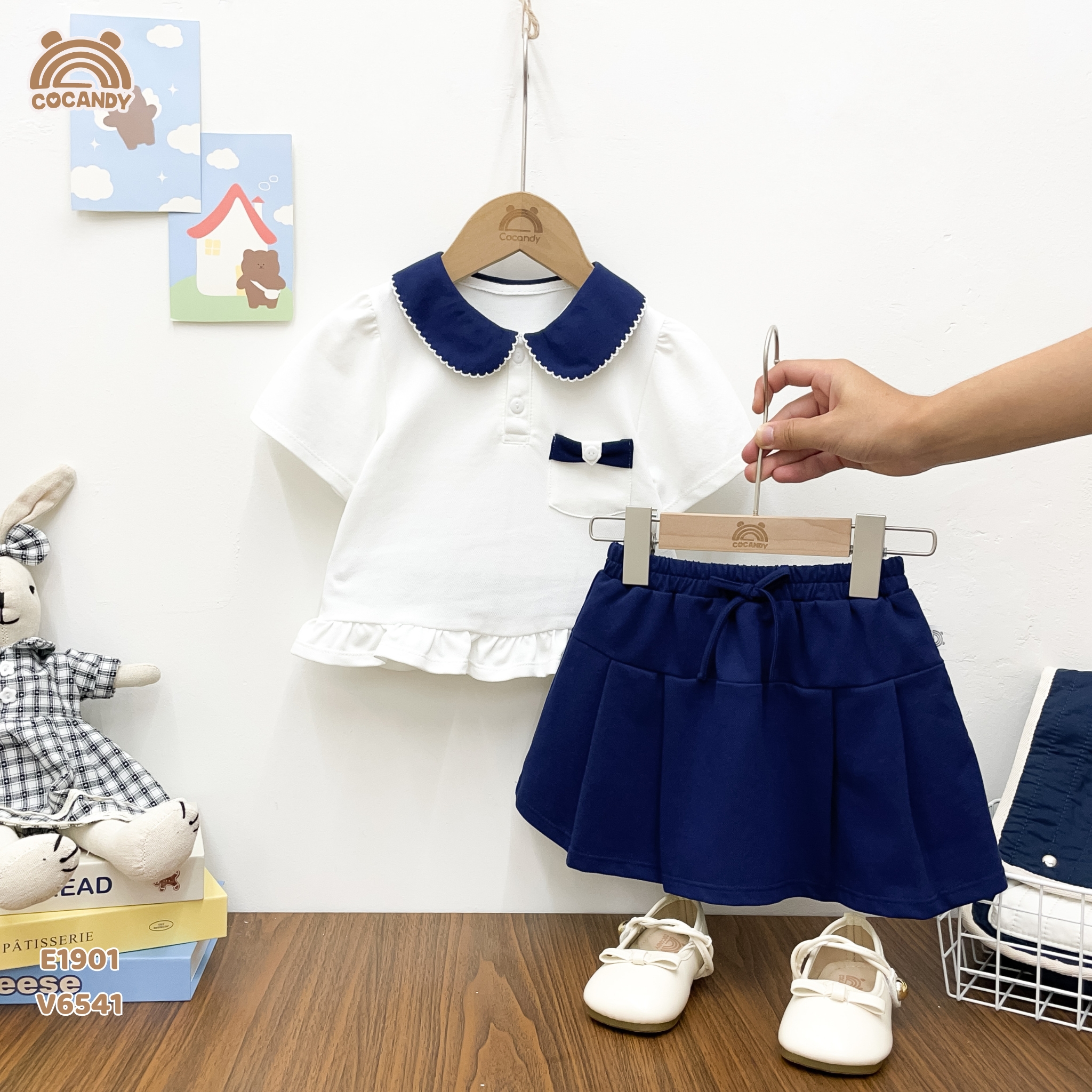 Chân váy XANH THAN xếp ly phối nơ bụng_thumbnail_1