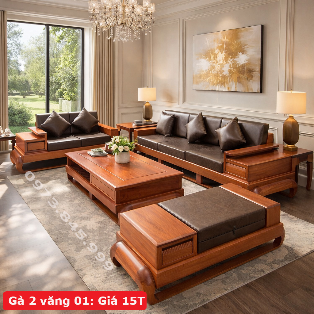 Sofa 2 văng chân gà