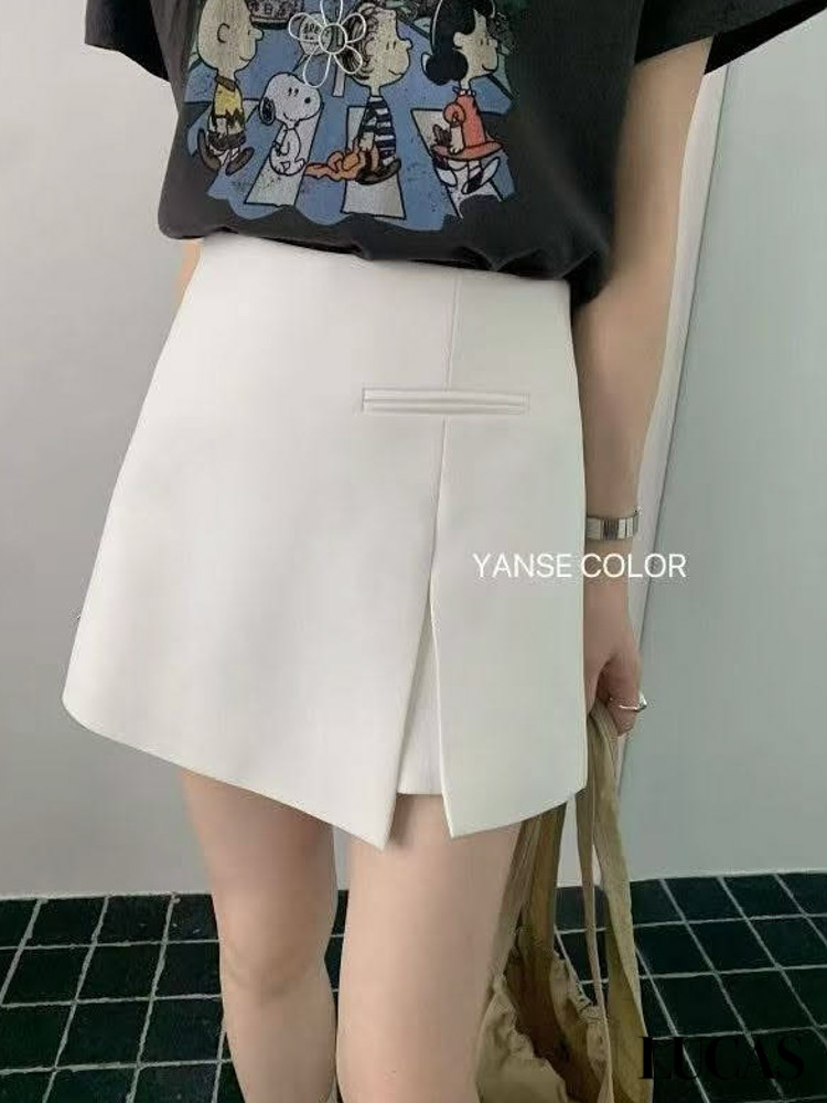 Chân váy A dáng ngắn sẻ 1 bên đùi + bổ túi YANSE