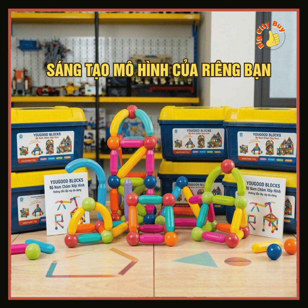 Bộ Lắp Ghép Nam Châm 72 Chi Tiết Mostessori Chất Liệu An Toàn Hộp Đựng Tiện Lợi BigcityBuy Đồ Chơi Cho Bé 326BLG_thumbnail_1