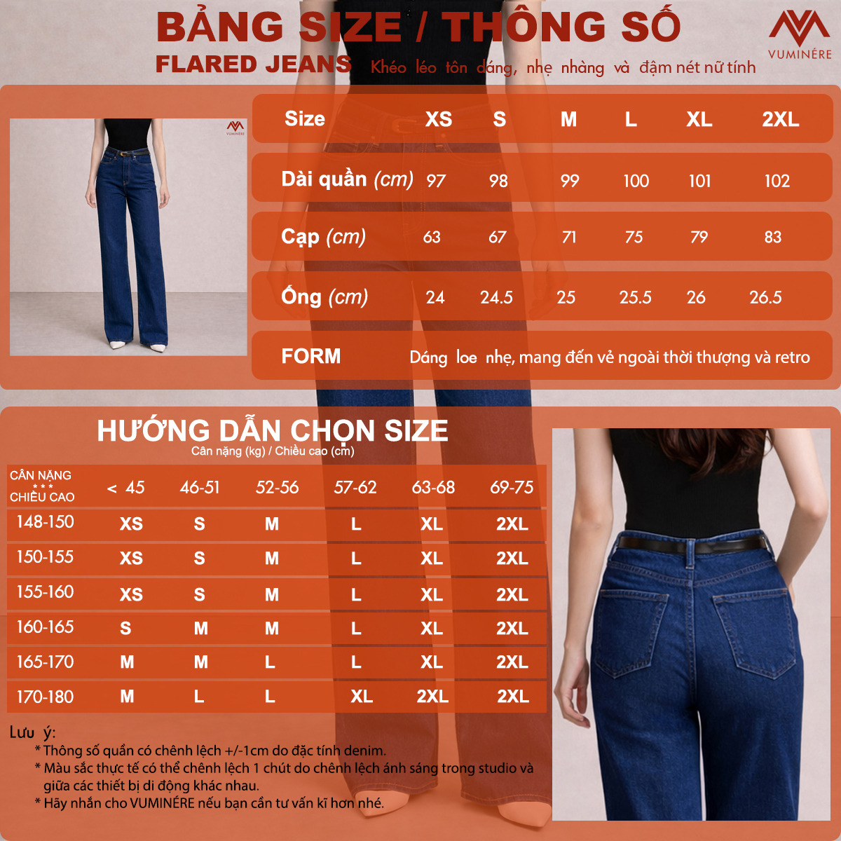 Quần Jeans nữ VUMINÉRE - Flared Jeans dáng loe nhẹ, mang đến vẻ ngoài thời thượng và Retro_thumbnail_2