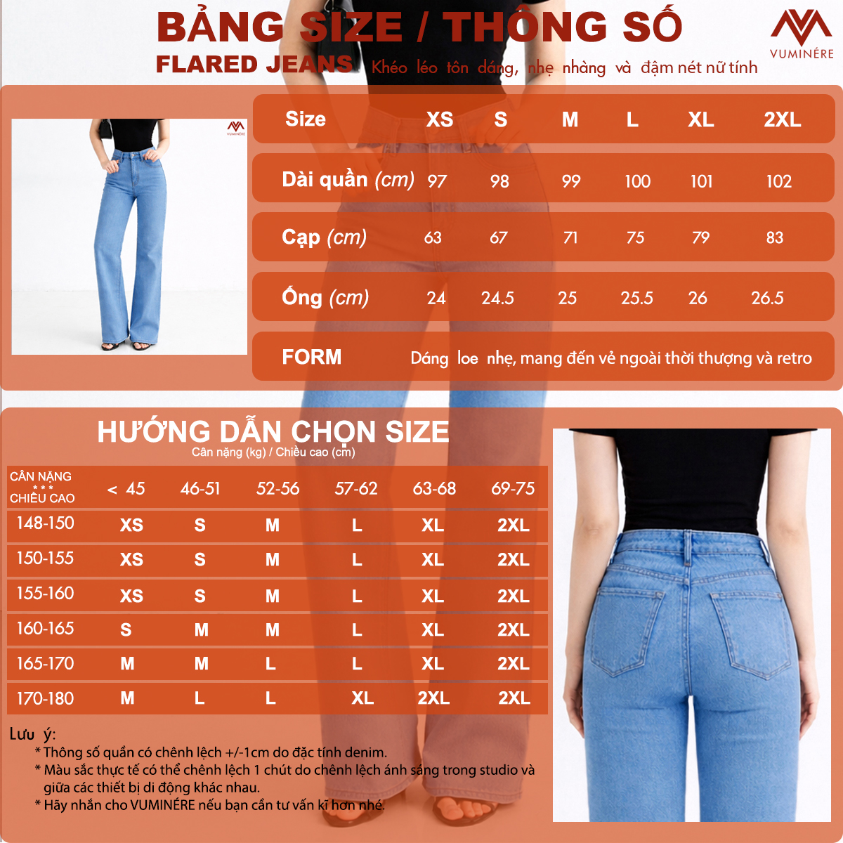 Quần Jeans nữ VUMINÉRE - Flared Jeans dáng loe nhẹ, mang đến vẻ ngoài thời thượng và Retro_thumbnail_2