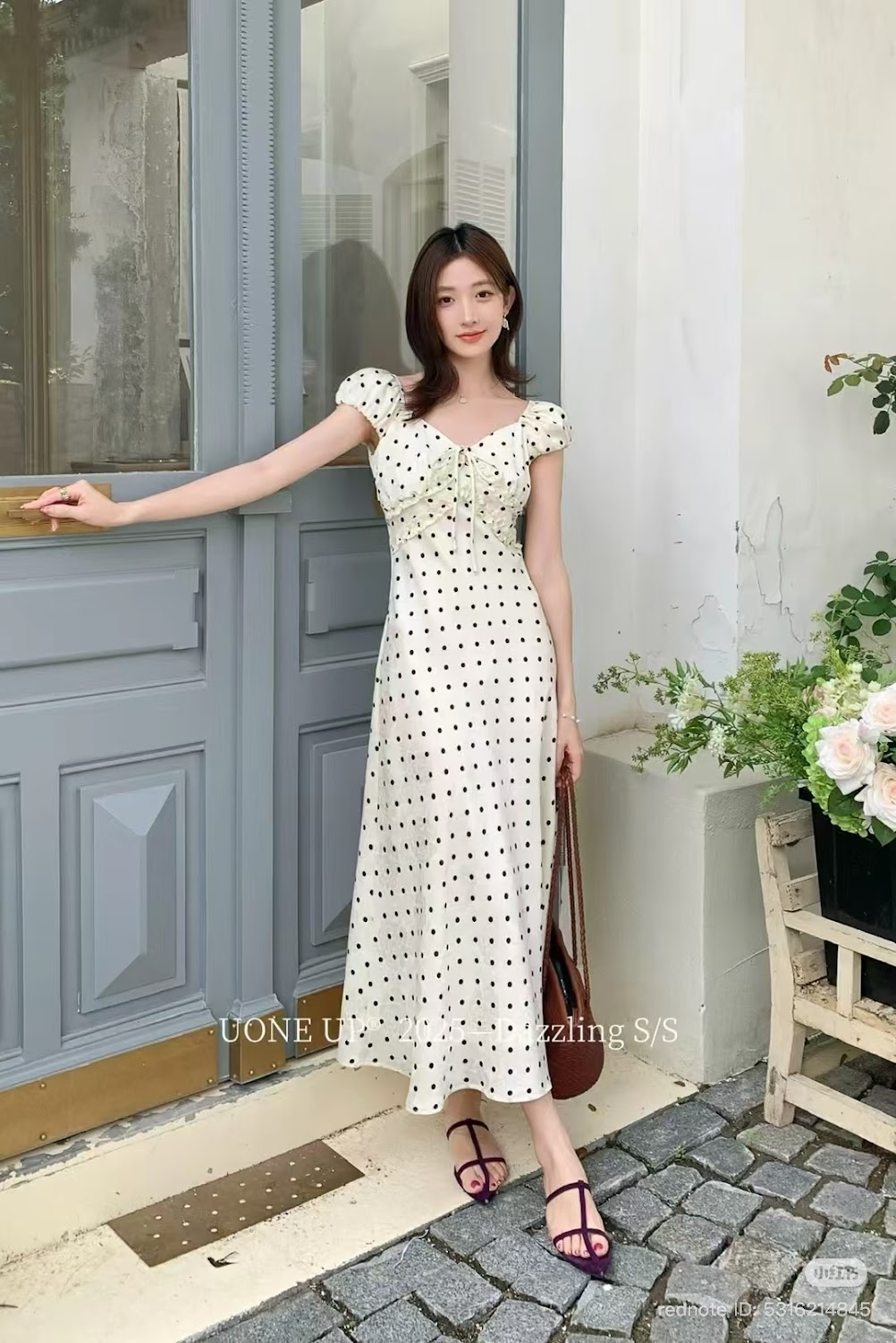 Lucas - Váy chấm bi cổ tim tay hến chun vai chân xòe dáng maxi_thumbnail_2