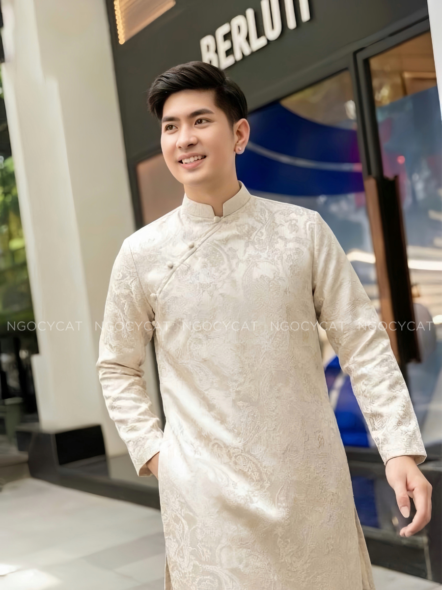 Áo Dài Nam Màu Vàng Phai