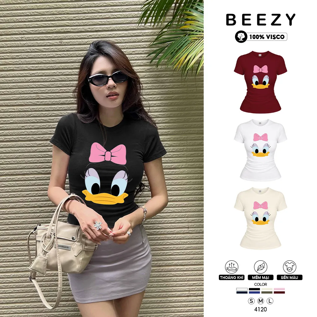 Áo thun babytee nữ form ôm body hoạt hình Beezy 4120
