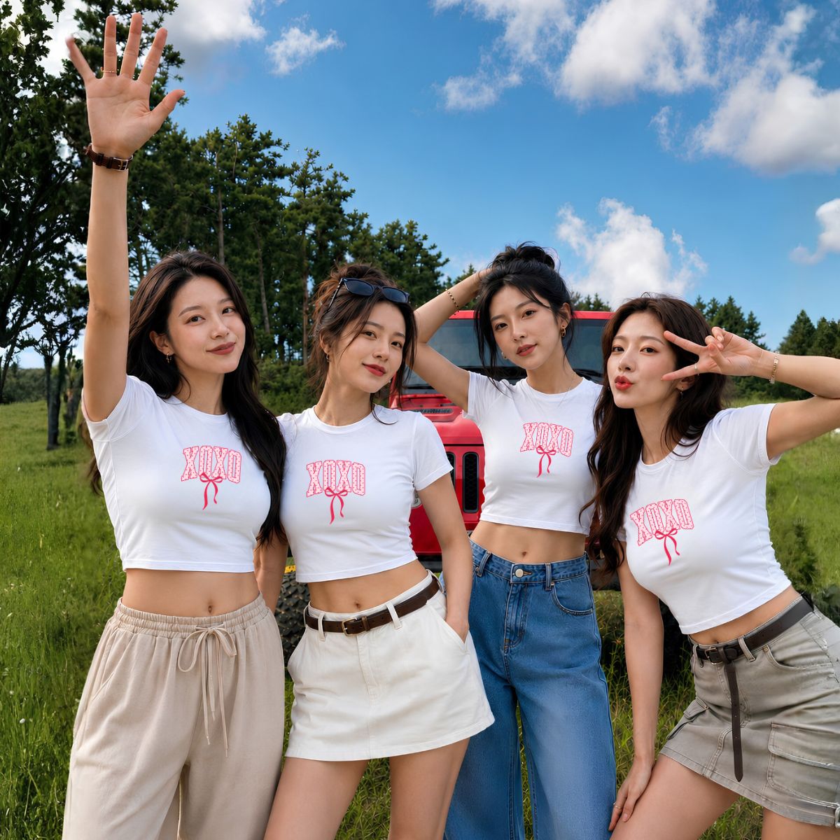 [Form Ôm] Áo croptop chữ XOXO và nơ - Loza CR8606 CR8606