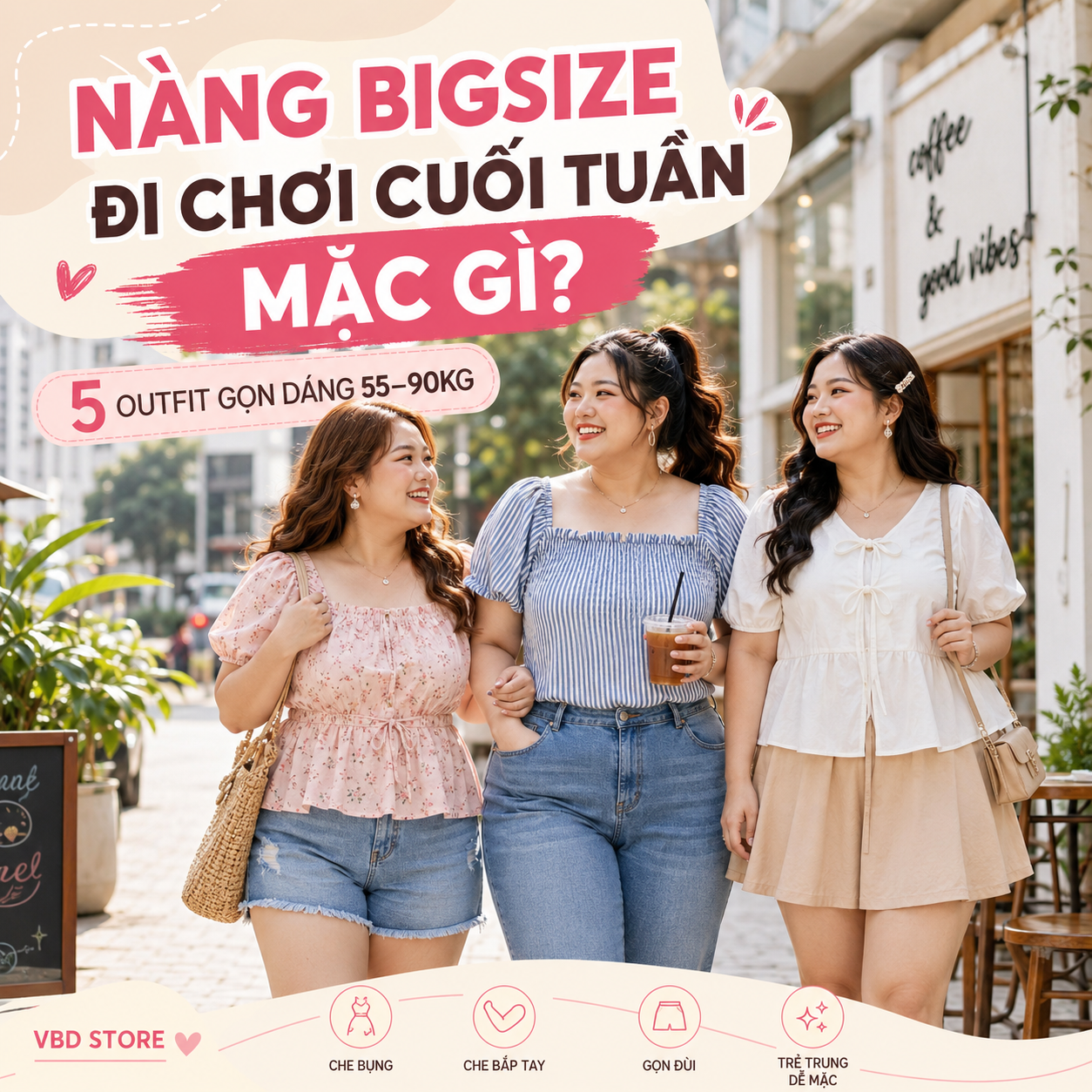 Nàng Bigsize Đi Chơi Cuối Tuần Mặc Gì? 5 Outfit Gọn Dáng 55–90kg