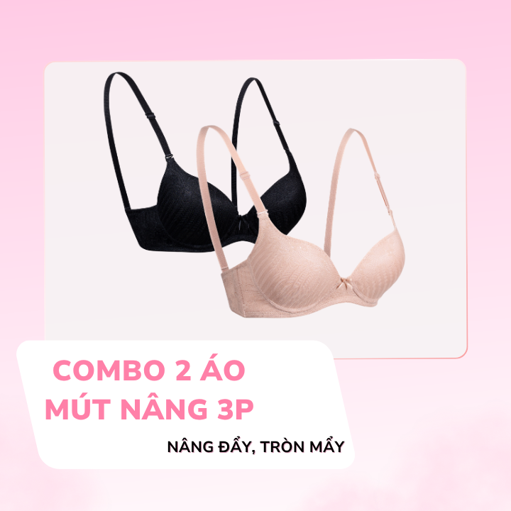 COMBO 2 Áo Ngực LOC PREMIUM Không Gọng Nâng 3P Ren Thạch