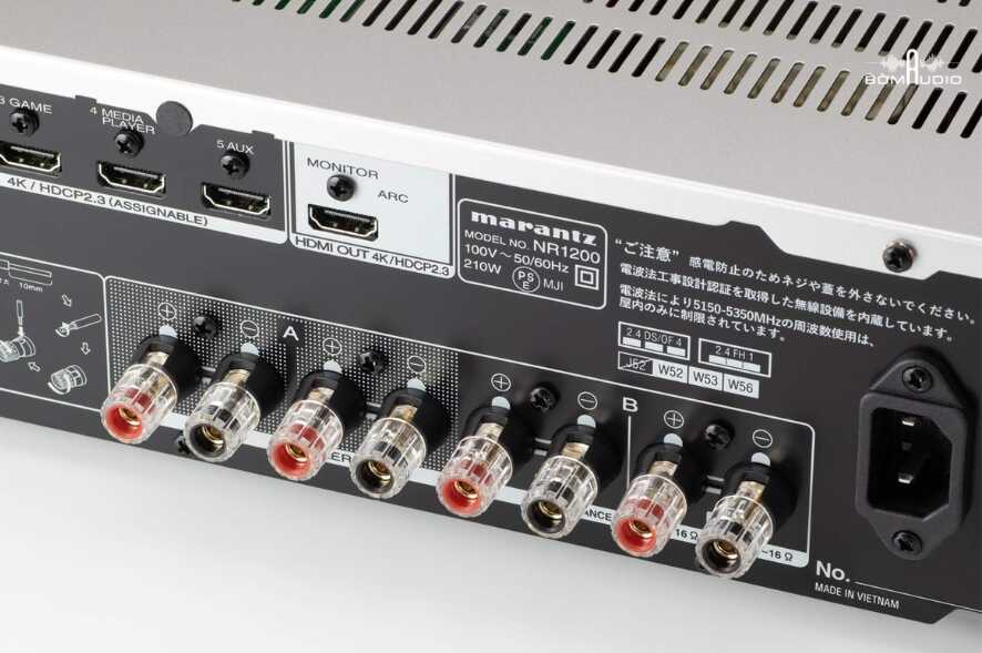 Amply 2 kênh Marantz NR1200 được trang bị 5 ngõ vào HDMI đa dạng