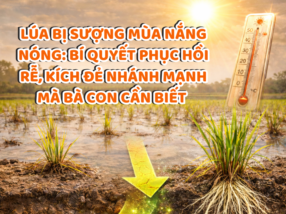 LÚA BỊ SƯỢNG MÙA NẮNG NÓNG: BÍ QUYẾT PHỤC HỒI RỄ, KÍCH ĐẺ NHÁNH MẠNH MÀ BÀ CON CẦN BIẾT