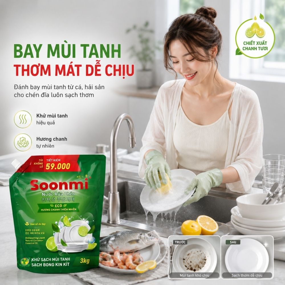 1 Thùng 3 Túi Nước Rửa Chén Soonmi Hương Chanh 3kg_thumbnail_4