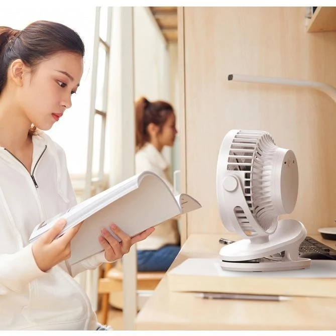 (HÀNG TỐT) Quạt Tích Điện Kẹp Bàn Mini DOMORA 5 Mức Độ Có Đèn Led Pin 5000 MHA Cao Cấp_thumbnail_6