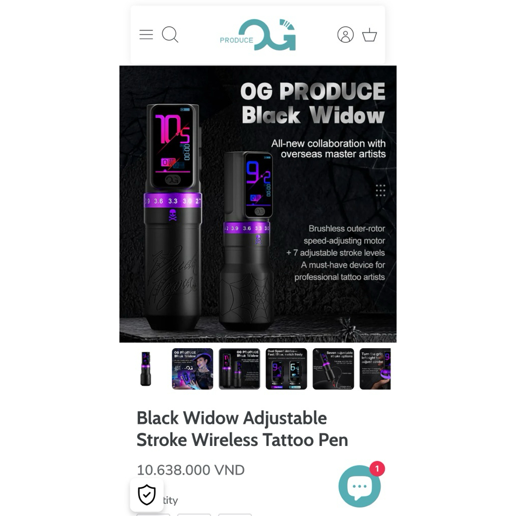 Black Widow Adjustable Stroke Wireless Tattoo Pen - Đập Hộp 🗃️ - Bảo hành 12 tháng_thumbnail_8