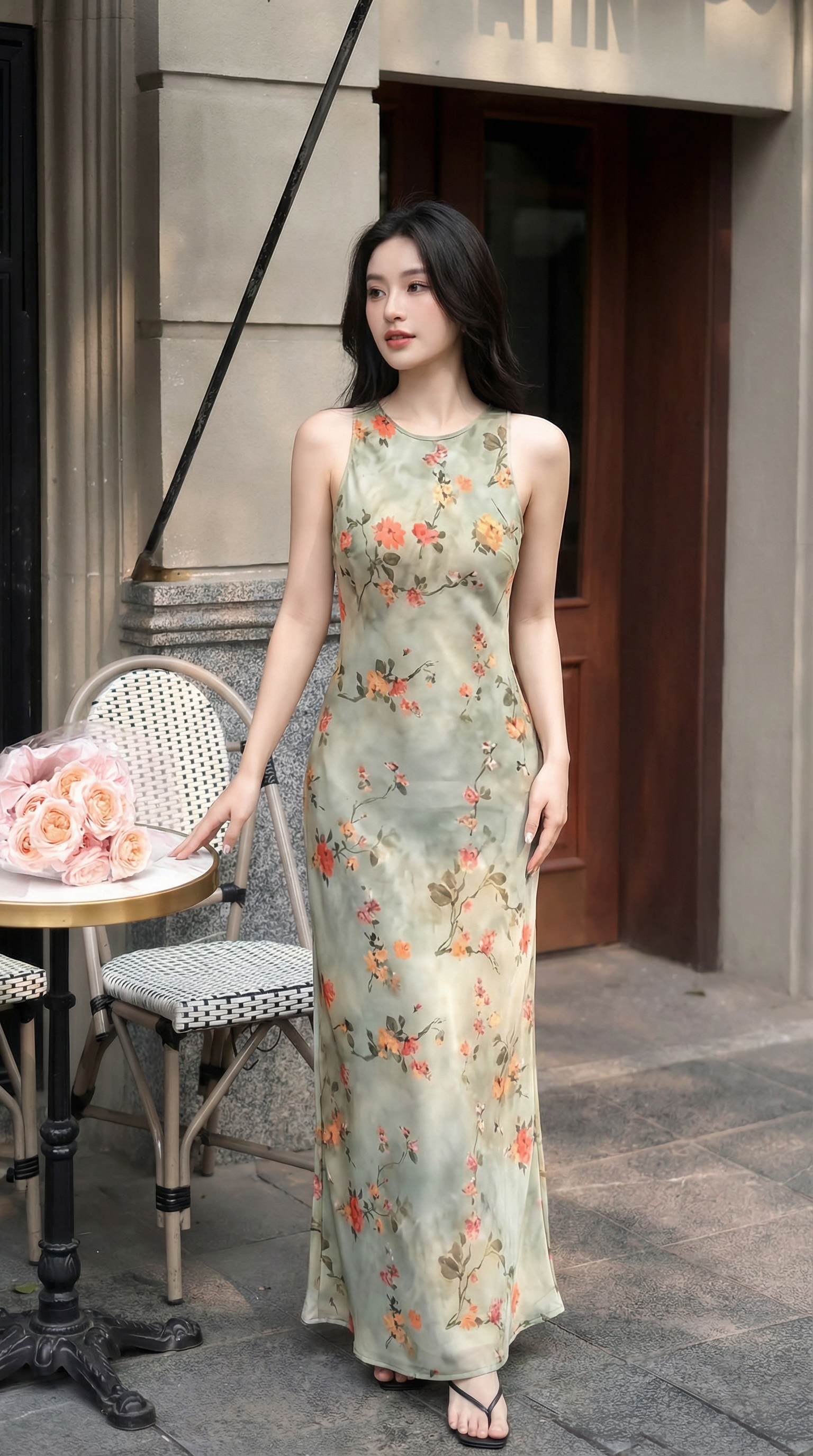 Đầm Lụa Chi Tiết Hoa - MV066