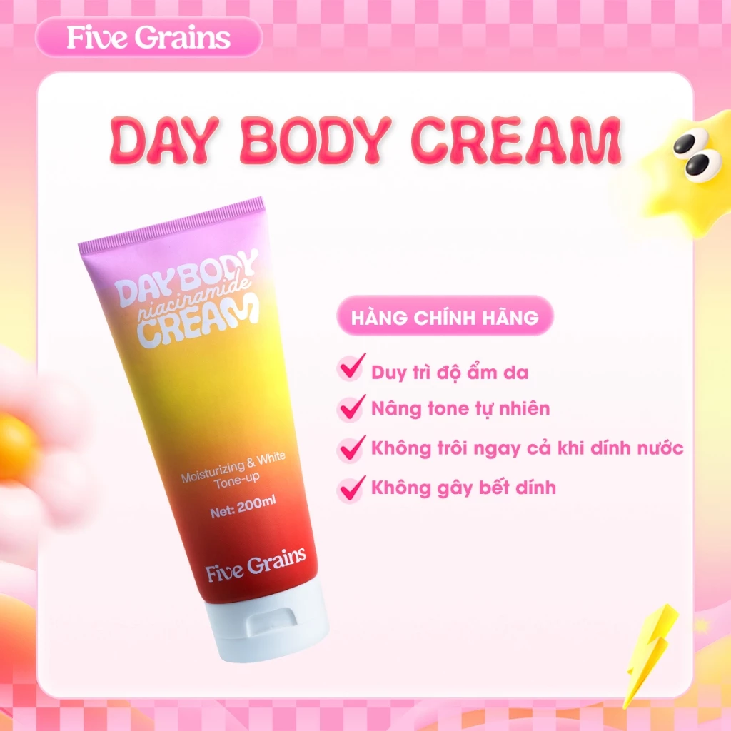 [FIVE GRAINS] Kem nâng tone body ban ngày Five Grains 200ml