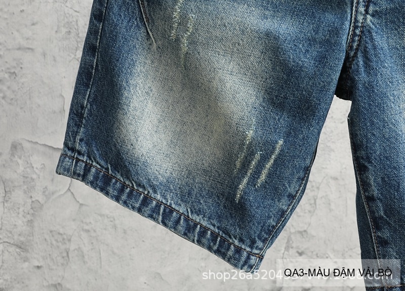 QA3 - Quần short jeans nam ống đứng phong cách Hàn Quốc, màu đậm vải bò, thiết kế túi chèn chéo thời thượng_thumbnail_7