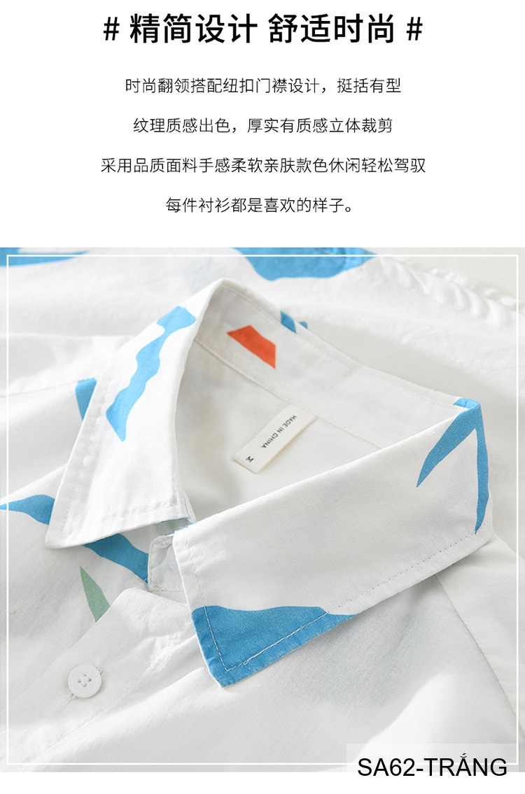 SA62 - Áo Sơ Mi Nam Tay Ngắn Phong Cách Nhật Bản In Hình Nghệ Thuật Chất Cotton Thoáng Mát_thumbnail_12