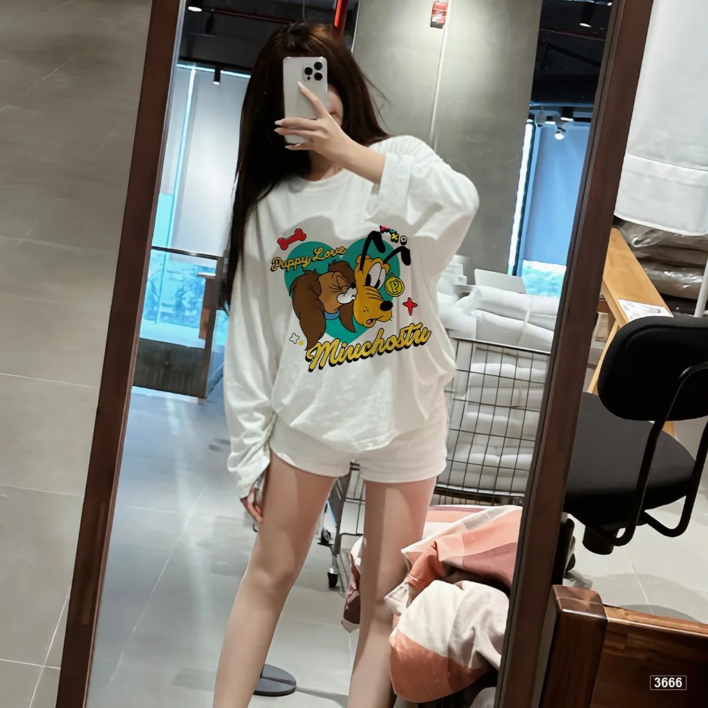 Áo thun boxy nữ tay dài form rộng hoạt hình cún Miucho 3666_thumbnail_6