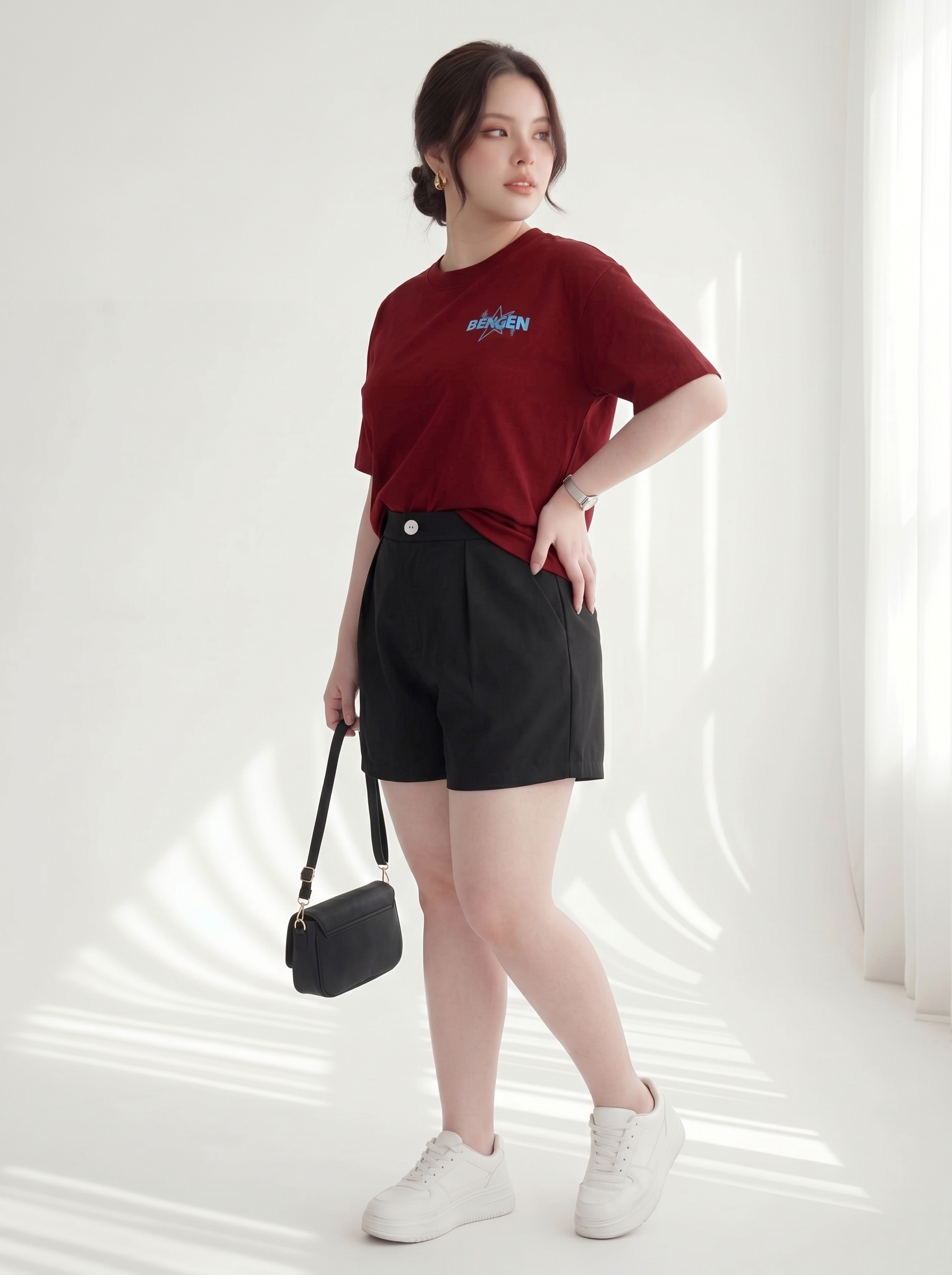 Áo Thun Form Rộng In Ngôi Sao Bigsize Gọn Bụng Bắp Tay - Kem/Hồng/Đỏ - Vừa 55-95kg - V-AK102-2_thumbnail_13
