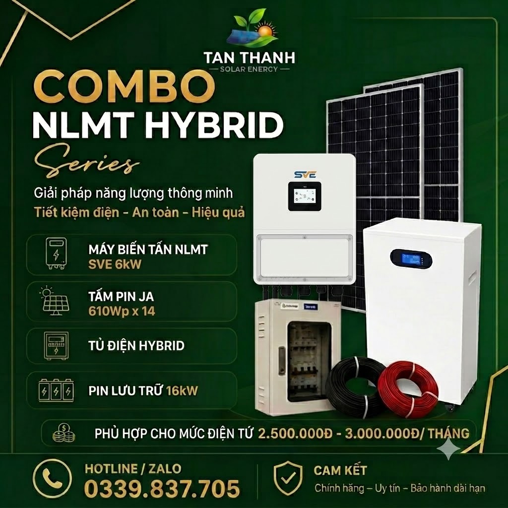 COMBO SVE 6kW PHÙ HỢP CHO TIỀN ĐIỆN TỪ 2.500.000Đ - 3.000.000Đ/THÁNG
