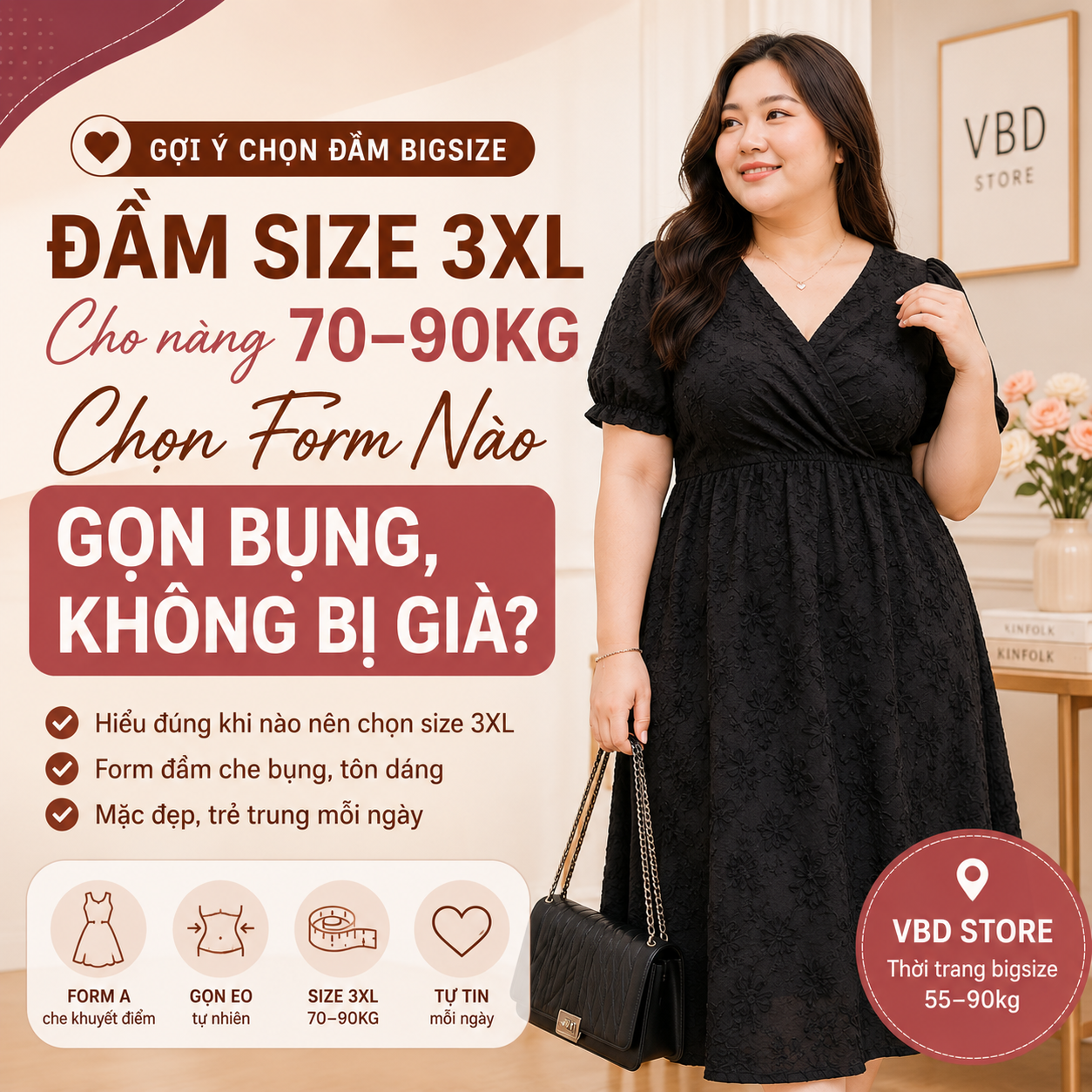 Đầm Size 3XL Cho Nàng 70–90kg: Chọn Sao Cho Gọn