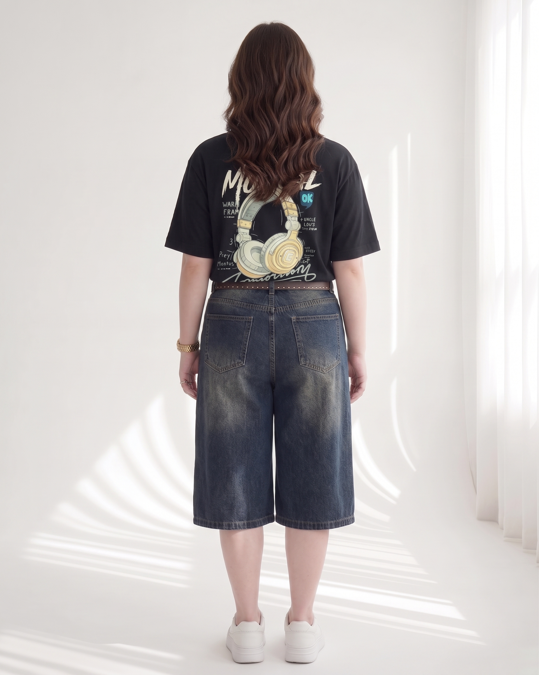 BIGSIZE NỮ - Quần short jean lửng viền sọc dành cho nàng béo 55-90kg V-QSJ67_thumbnail_2