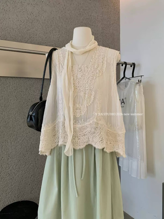 Lucas - Set áo voan thêu ren zile phom suông nhẹ + chân váy xanh dáng xòe dài_thumbnail_3