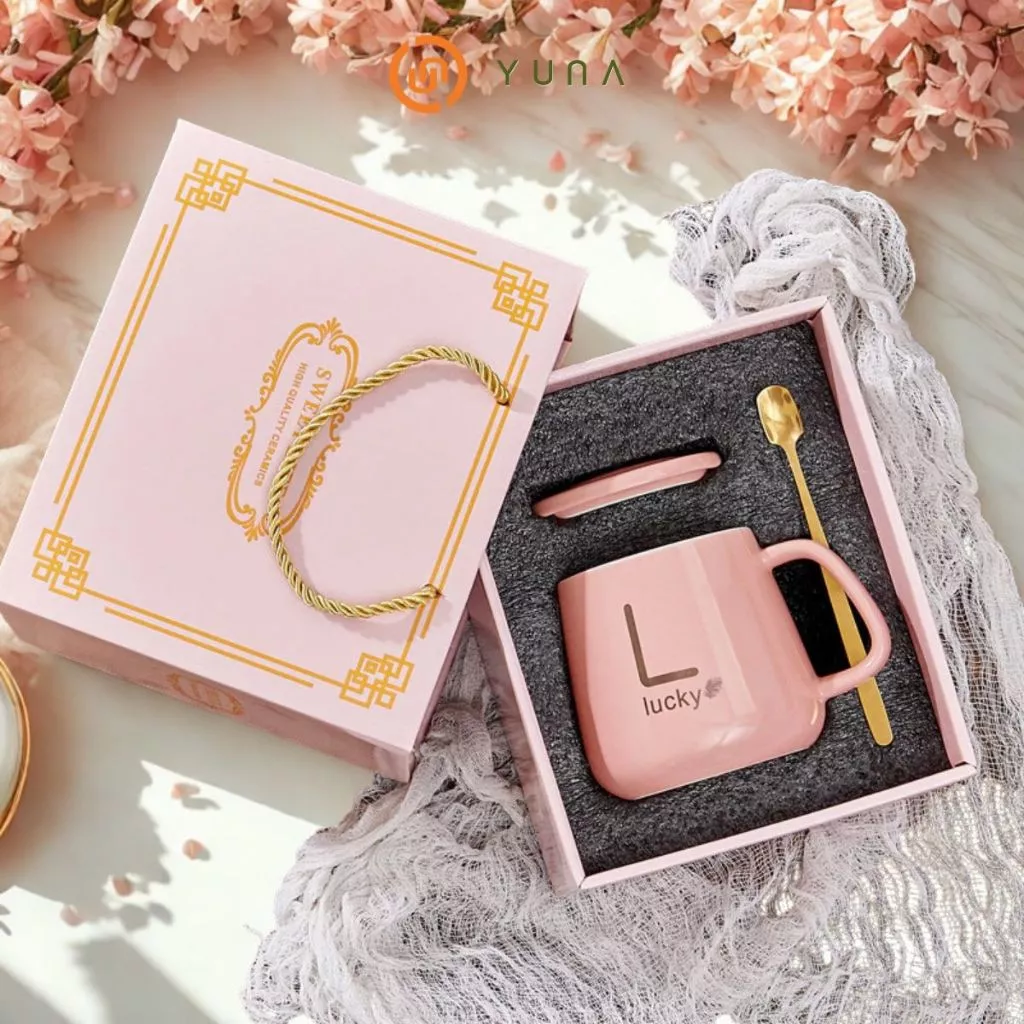 Set Cốc Sứ Kèm Hộp Quà Cao Cấp – Ly Uống Nước Decor Siêu Xinh, Tặng Kèm Thìa & Thiệp_thumbnail_4